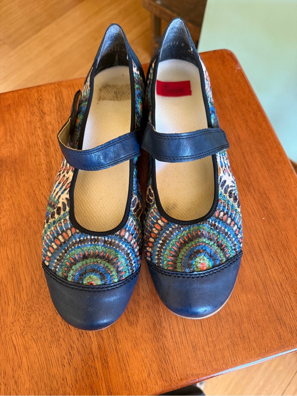 Rieker Anti-Stress Navy Multicolor Mary Jane Flats with Strap 42 - Picture 7 of 8